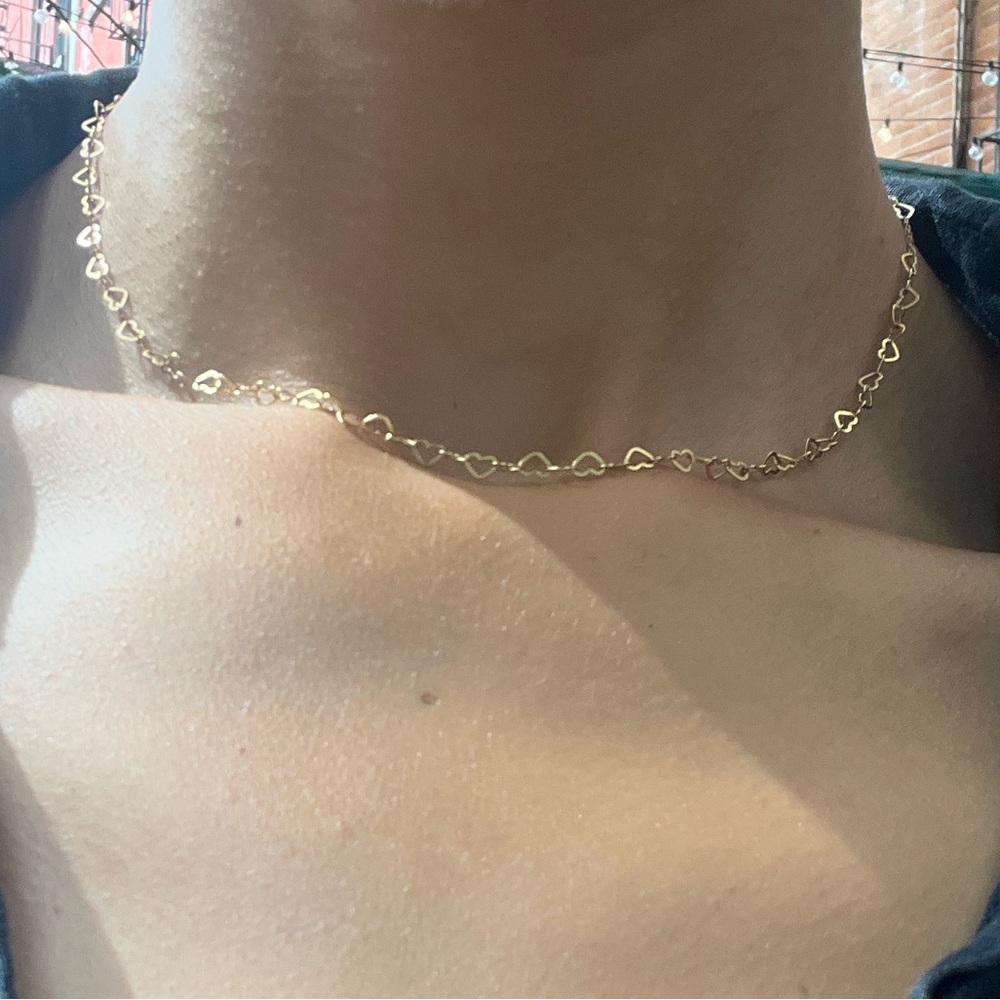 18K Gold Heart Chain Necklace • Real Gold